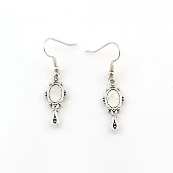

Devil Mirror Charm Earrings Fish Ear Hook 40pairs Zinc alloy Chandelier DIY Jewelry 10x44mm A-588e