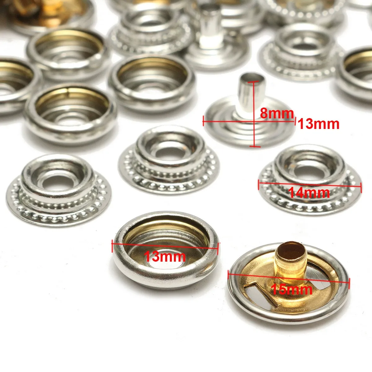 80Pcs Stainless Steel Snap Buttons Set Marine Grade Snap Fastener Stud Cap Socket