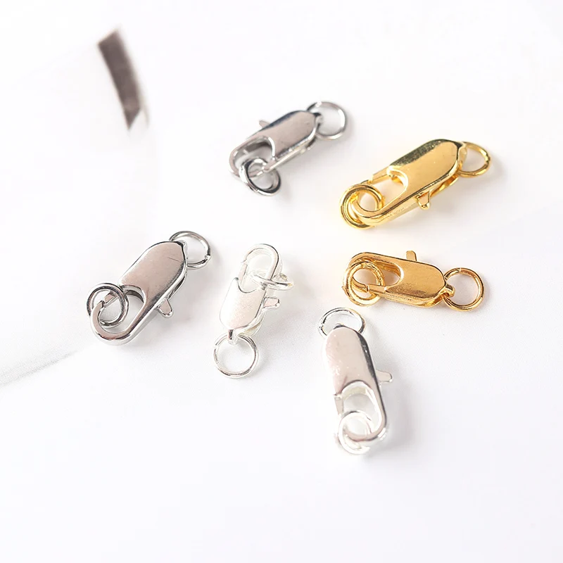 10Pcs 14X5/12X4mm Metal Lobster Clasps Claw Hooks With Rings Silver Gold Rhodium Plated Beads For DIY Jewelry Components Making | Украшения