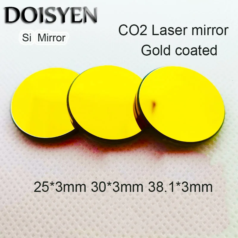 

3pcs/lot Si laser Mirrors Gold coated Dia 25x3mm 30x3mm 38.1*3mm Laser Mirrors Reflective Flat Lens For Laser Engraving Machine
