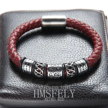 HMSFELY мужской модный кожаный браслет из нержавеющей стали Викинги бусины браслеты с подвесками ювелирные изделия для мужчин Магнит Застежка Браслет