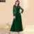 Женское платье-кафтан с длинным рукавом BNSQ, арабское Золотое бархатное платье с вышивкой в стиле абайя, индийская одежда для женщин, Вечерние Платья-макси в стиле пенджаби, кабайя, Турция - изображение