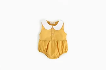 

2020 Summer Baby Girls cotton sleeveless Romper Kids fashion Jumpsuit solid colour