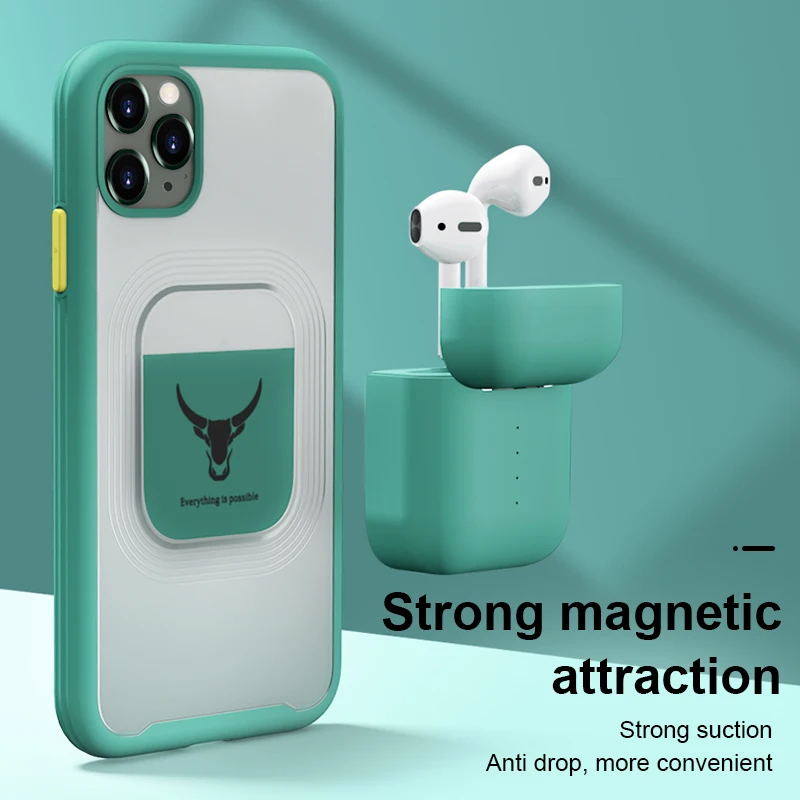 2 in 1 Charging Box with Headphones and Iphone Case Exclusive Case for IPhone 11 7 8 Plus with Airpods 1 2 Charging Compartment