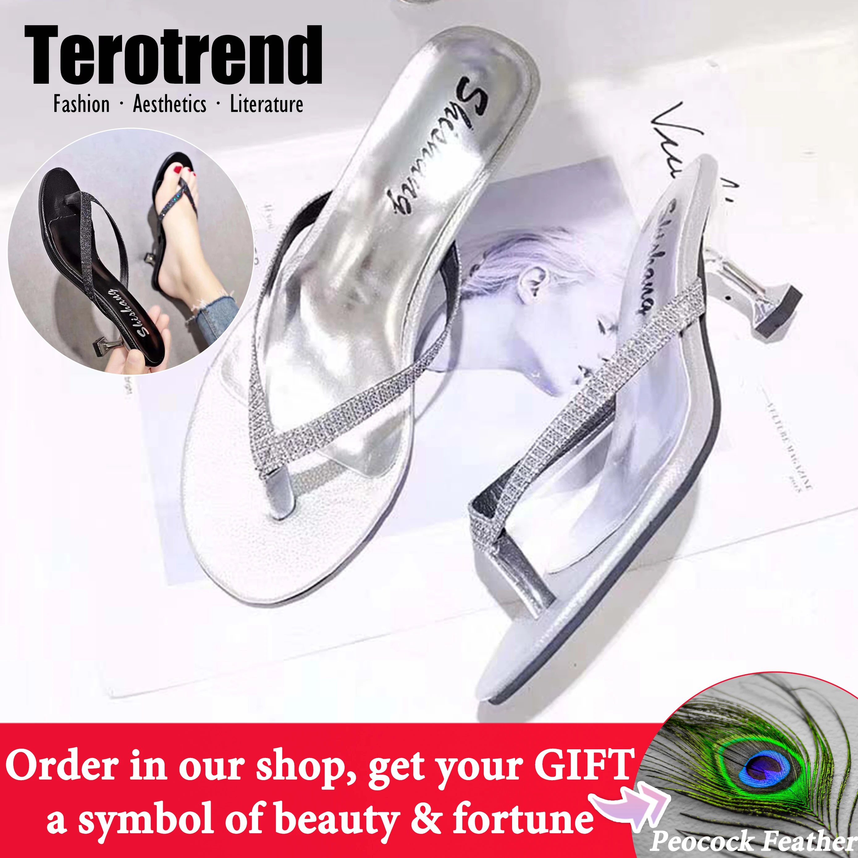 

Beach Flip Flops Women Slippers Thin Bling Low Heels 5cm Outdoor Slippers High Heel Slip On Slides Slippers Woman Summer Sandals