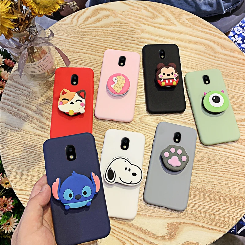 

3D Silicone Cartoon Phone Holder Case For Samsung Galaxy J3 J8 J7 Pro J2 Core J6 J5 J4 Plus 2018 2017 2016 Cute Stand Cover