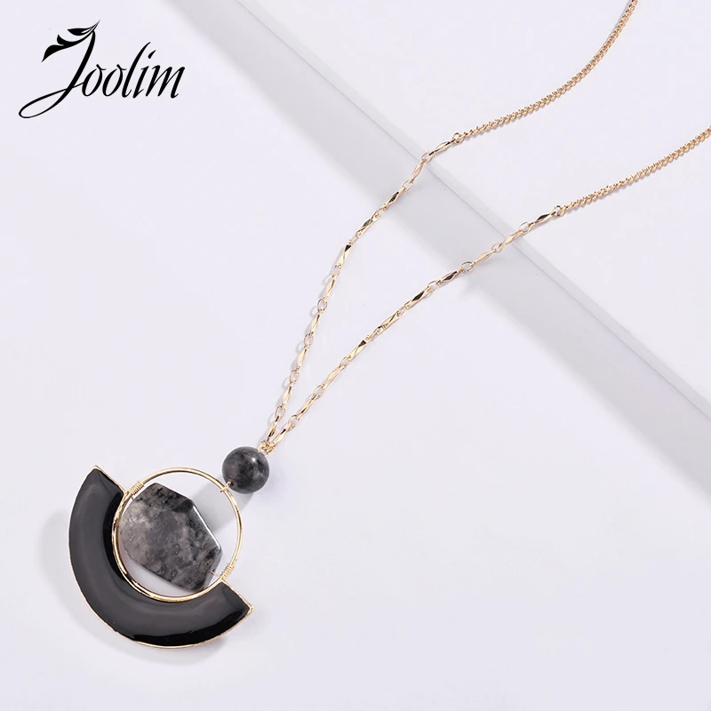 

JOOLIM Black Stone Pendant Necklace Design Necklace Wholesale