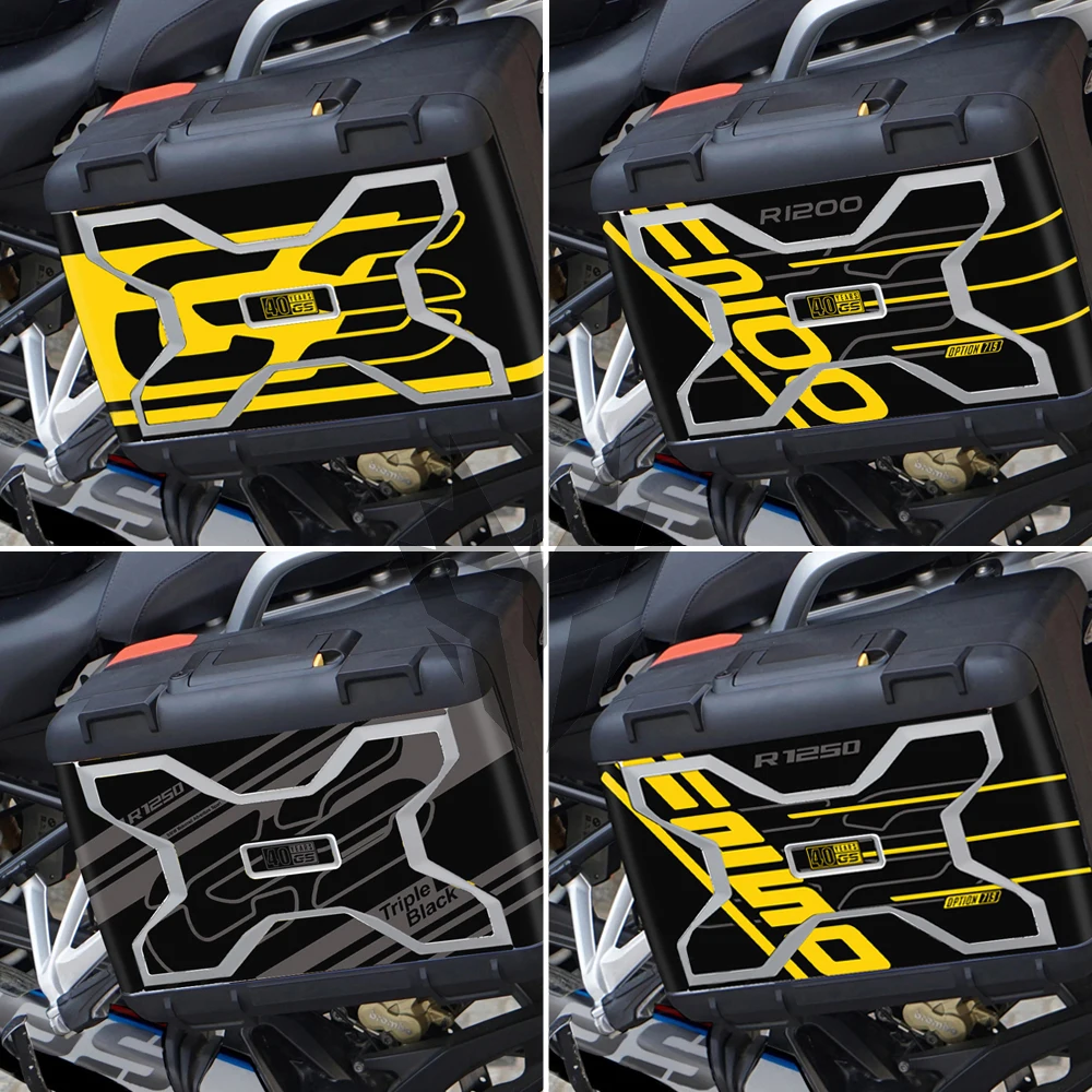 

Motorcycle Graphic Sticker Case for BMW Vario Case 2004-2012 40 Year GS R1250GS Triple Black Decals
