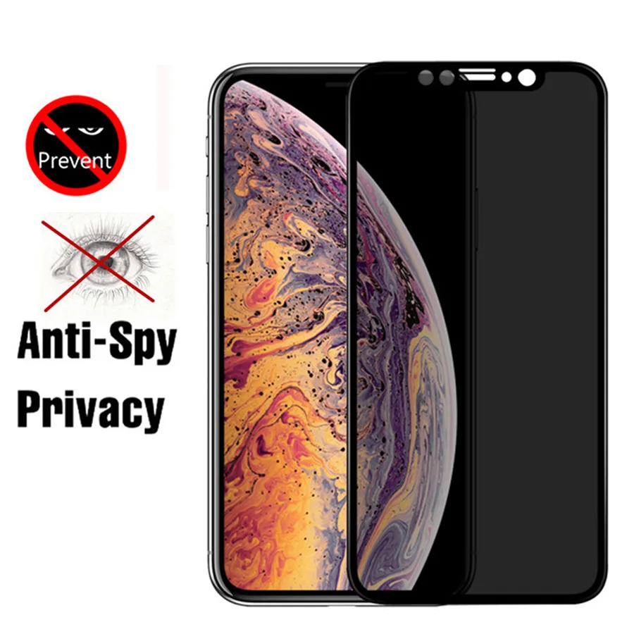Защитный чехол 9H для iPhone XS MAX XR 5D полноэкранная защита анти-шпионское закаленное