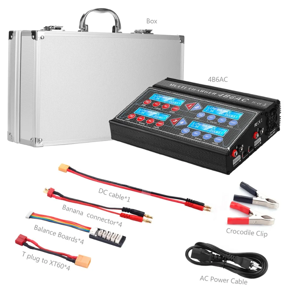 US $242.10 HTRC 4B6AC RC Charger Quattro 80W 6A Professional RC Balance Charger Discharger For MultiChemistry Battery BuiltIn AC