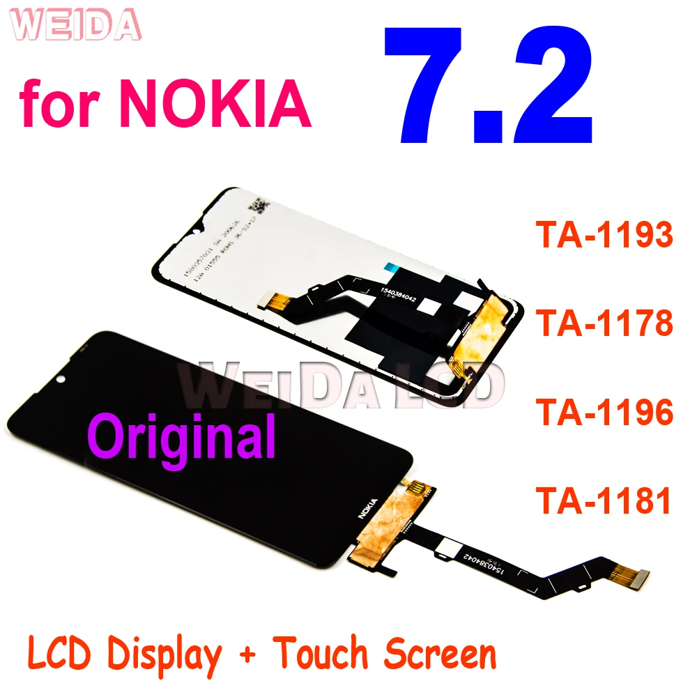 

6.3" Original for Nokia 7.2 LCD Display Touch Screen Digitizer Assembly for Nokia 7.2 TA-1193 TA-1178 TA-1196 TA-1181 LCD Screen
