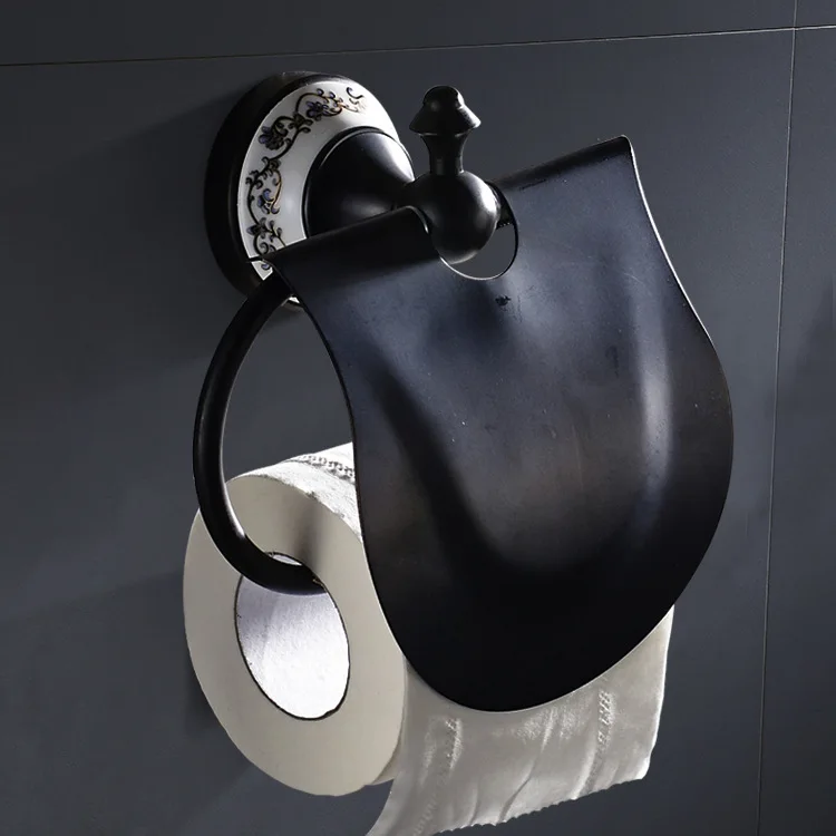 

Tissue Holder American-Style Toilet Hand Cleaning Tissue Holder Manual Drawing Wall Hanging Black Old-style Roll Stand