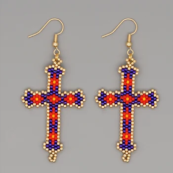 

Go2boh Earrings Crosses For Women Jewellery Miyuki Cross Earring Women's Pendants Boho Jewelry Christian Pendientes Wholesale