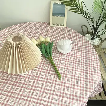 

Cotton Linen Wedding Party Table Cloth Rectangular Country Style Plaid Print Dining Table Cover Tablecloth Kitchen Home Decor