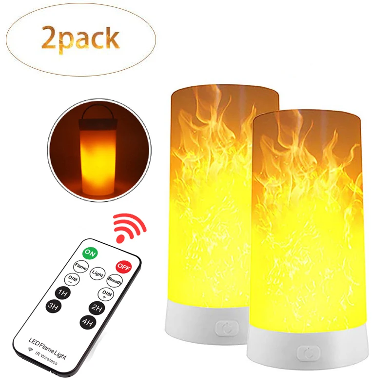 

LED Flame Effect Light USB Rechargeable Portable Remote Control Table Lamp 4 Modes Gravity Sensor for Christmas Party Decor