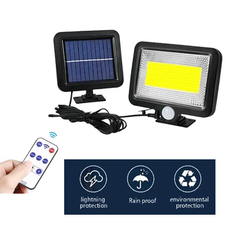 

100 LED solar Waterproof PIR motion sensor wall light outdoor Garden lampion Lighting seperable 5M cable 3 modes optional remote