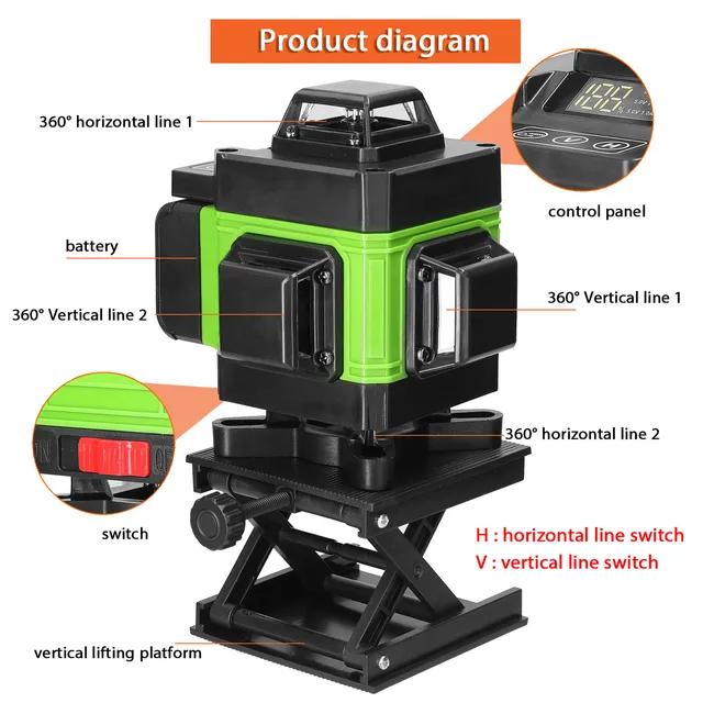 1pc Niveau Laser Horizontal Trépied 1 2 Mètres Support Épais