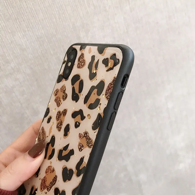 Золотой Фольга леопардовый чехол для телефона для iPhone 11 11Pro Max X XS Max XR Мягкий ТПУ чехол для iPhone 6 6s 7 8 Plus блестящая задняя крышка