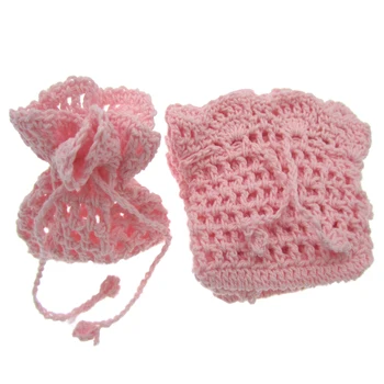 

Free Shipping 12 miniature crochet woven basket baby shower baptism for party christening decorations 65 x 75mm