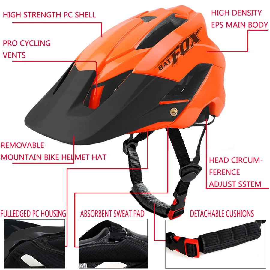 BATFOX оранжевый велосипедный шлем MTB шлем casco bicicleta hombre capacete ciclismo велосипедная Кепка cinelli велосипедный шлем