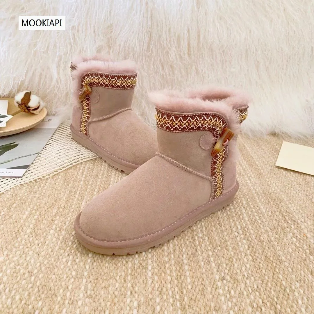 Australia's highest quality snow boots, real sheepskin, natural wool, embroidered women's shoes, free delivery