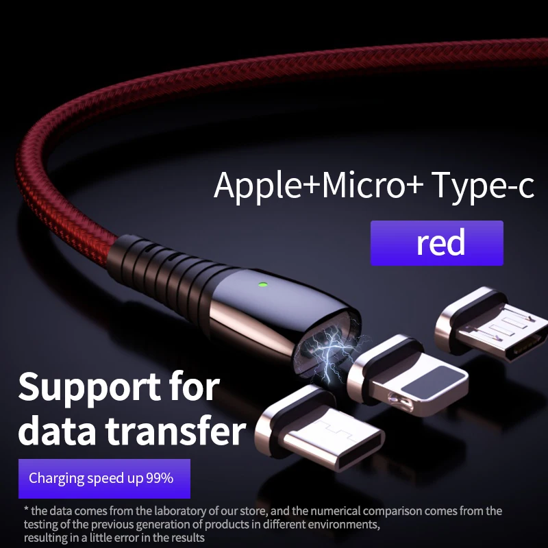 Магнитный usb-кабель Meide 2 м для iPhone XS samsung, зарядное устройство Micro USB type C, быстрая зарядка Micro usb type-C - Цвет: 3 in 1 Red