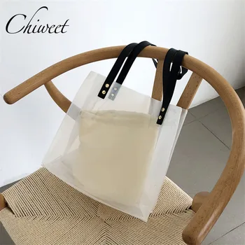 

Designer Simple Transparent Handbags Brand Clear PVC Women Large Tote Shoulder Bag Luxury Female Composite Bag 2 Set For Beach