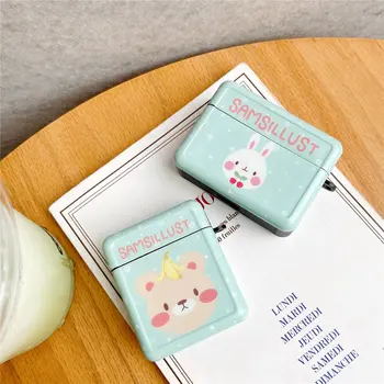 

For Airpods 2 Case Cartoon Cute Rabbit Bear TPU Soft Wireless Bluetooth Charging Box Cover For Airpods Pro Square Shell Fundas