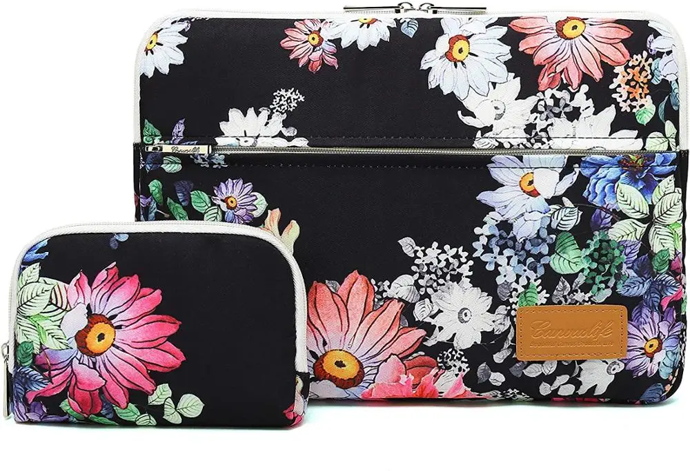

Women's fashion white rose waterproof notebook liner bag can hold 11/12/13 /14/15/15.6 inch laptop