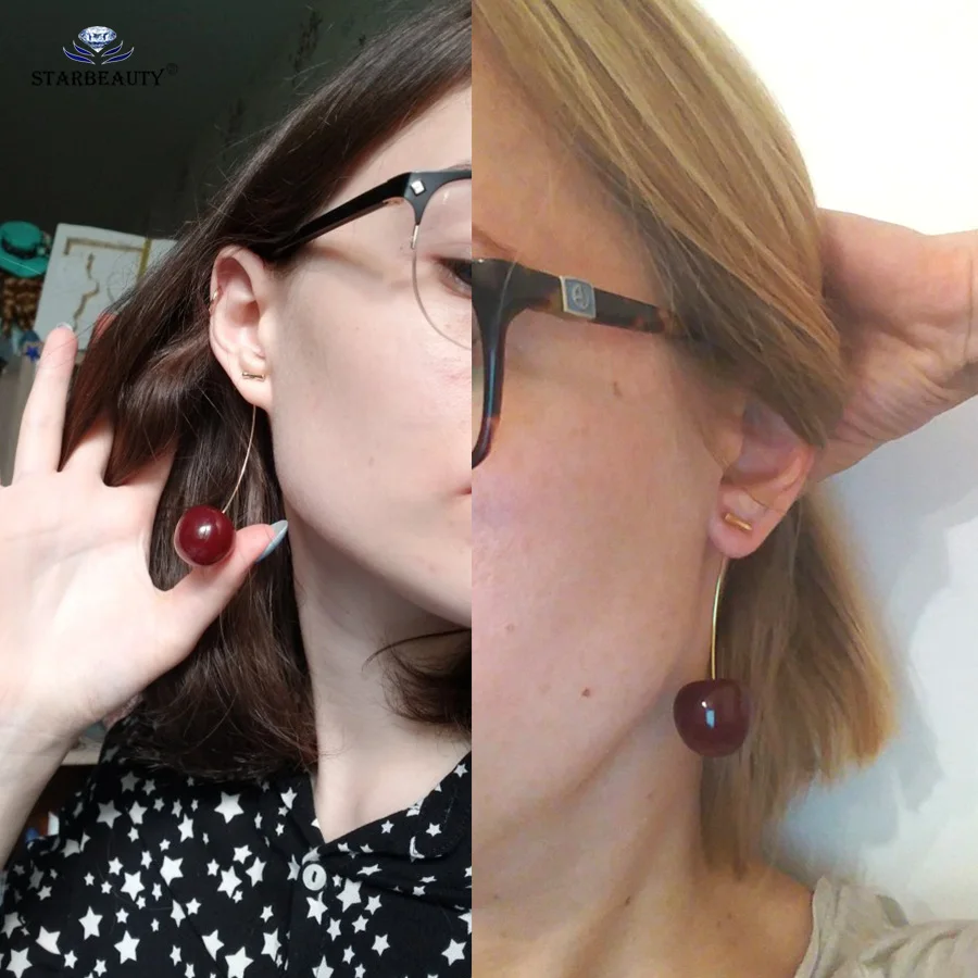 Starbeauty/2 шт./партия очаровательные серьги-Вишенки для фруктов для женщин Дамская спираль прокалывания ушей пирсинг Смола Висячие украшение-серьга для тела