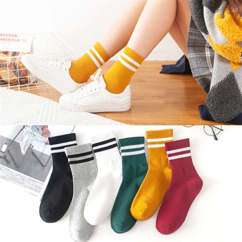 

High Quality Funny Cute Japanese High School Women Cotton Socks Casual Striped Candy Colors Harajuku Designer Retro Short Sock
