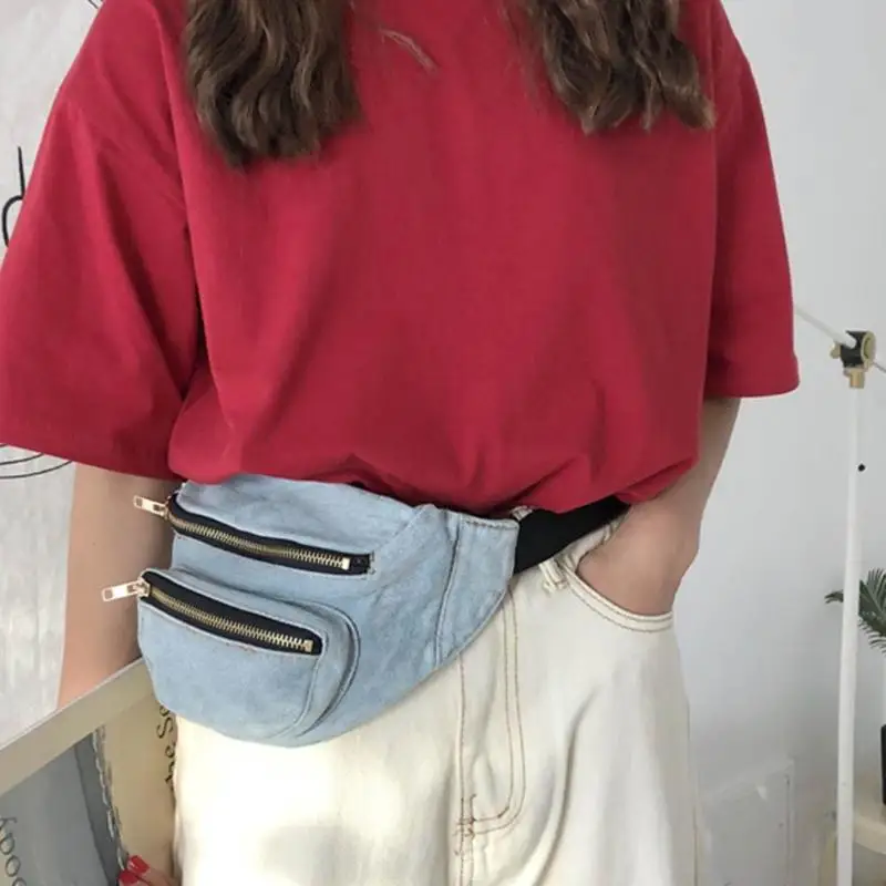 Джинсовые шорты молния Для женщин сумки на пояс груди мешок Crossbody сумка Сумки Повседневное через плечо, сумка-почтальонка Милая кошелек