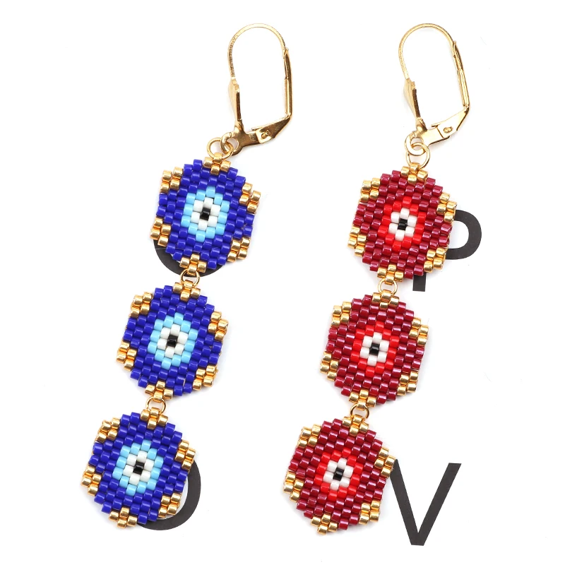 

FAIRYWOO red blue Tassels Three eyes earring