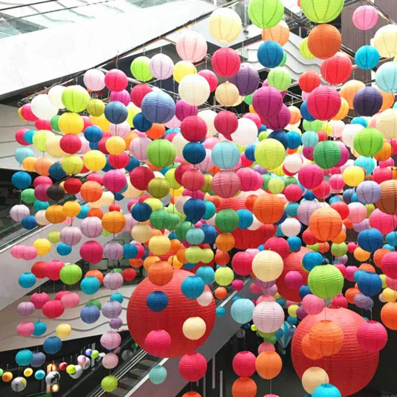 7 Size 4&quot 6&quot 8&quot 10&quot 12&quot 14&quot 16&quot(10-40CM) Round Paper Lanterns Chinese Ball Lampion for Wedding Party Holiday Decor