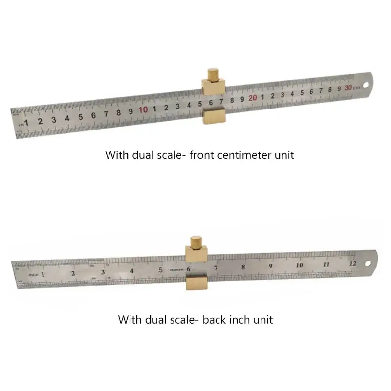 

Woodworking Metric Inch Line Scribe T Ruler Positioning Marking Scriber Gauge