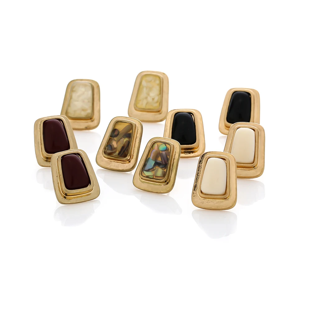 Yhpup Korean Square Small Vintage Stud Earrings Exquisite Fashion Resin Stone Jewelry Geometric Charm for Women Brincos | Украшения и