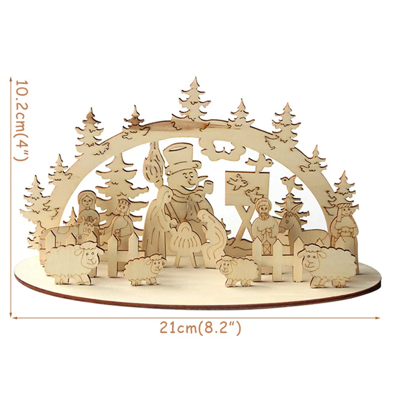 Wood stand a 1 комплект Санта-Клаус Снеговик светодиодный подвесные светильники украшения веселые рождественские украшения стола Navidad Noel Рождественский подарок год - Цвет: Wood stand a