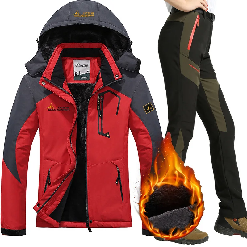 Waterproof Ski Suit Women Ski Jackets Pants Female Winter Outdoor Mountain Skiing Snow Snowboard Inner Fleece Warm Jackets Pants