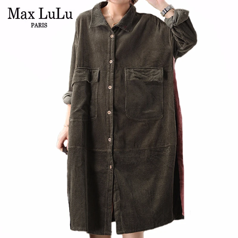 Max LuLu новая корейская мода стиль Осенняя свободная одежда Дамский винтажный Тренч женские длинные пальто Повседневная ветровка плюс размер