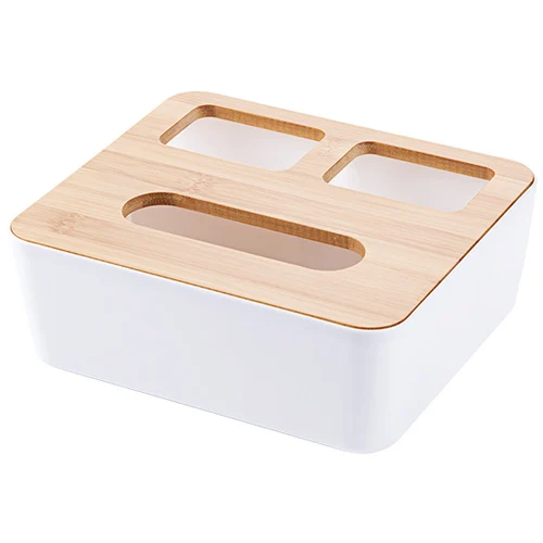 Multifunction Tissue Box Desktop Remote Control Storage Box Wooden Coffee Table Phone Stationery Pojemnik Na Chusteczki 50ZJH70 - Цвет: 2