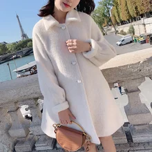 MISHOW зимнее пальто женское пальто из искусственного меха роскошное длинное меховое пальто плюшевая куртка свободное лохматое пальто с отворотом зимнее плотное теплое MX19C9209