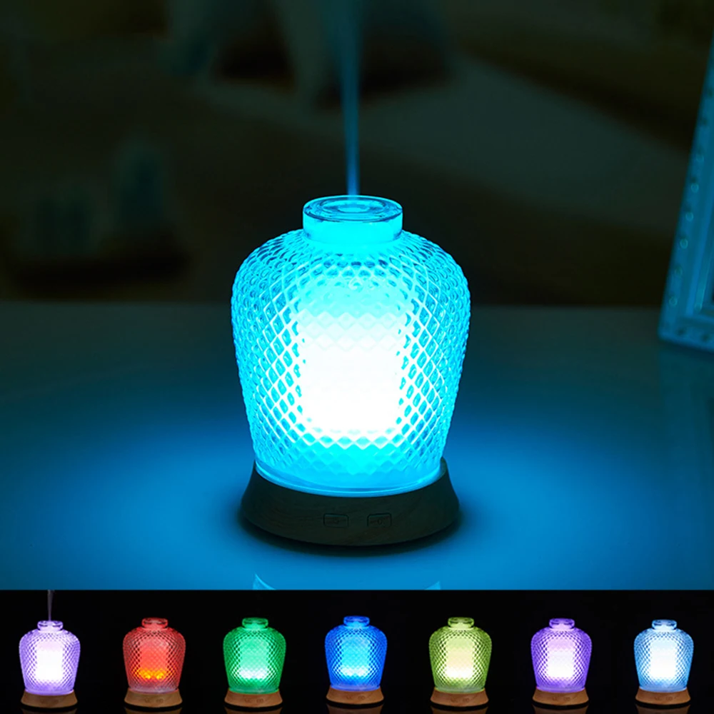 

3D Glass Aromatherapy Essential Oil Night Light Diffuser 7 Color Change Night Fog Light Manufacturer Air Humidifier for Home