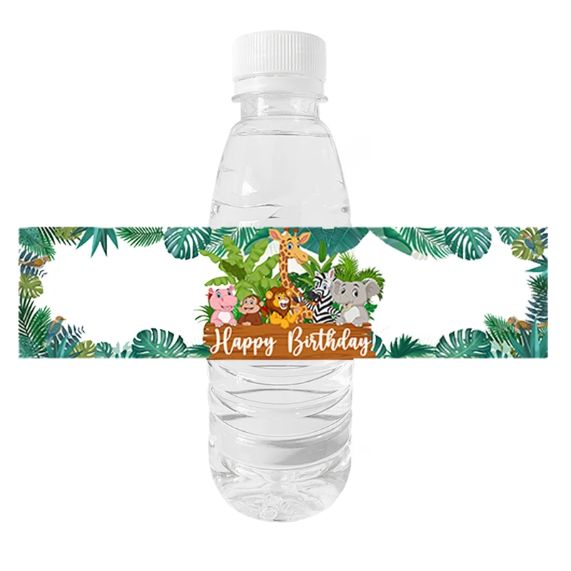Happy Birthday Jungle Safari Water Bottle Label Baby Shower Jungle Water Bottle Stickers Party Kids Decoration Jungle Animal Party Diy Decorations Aliexpress