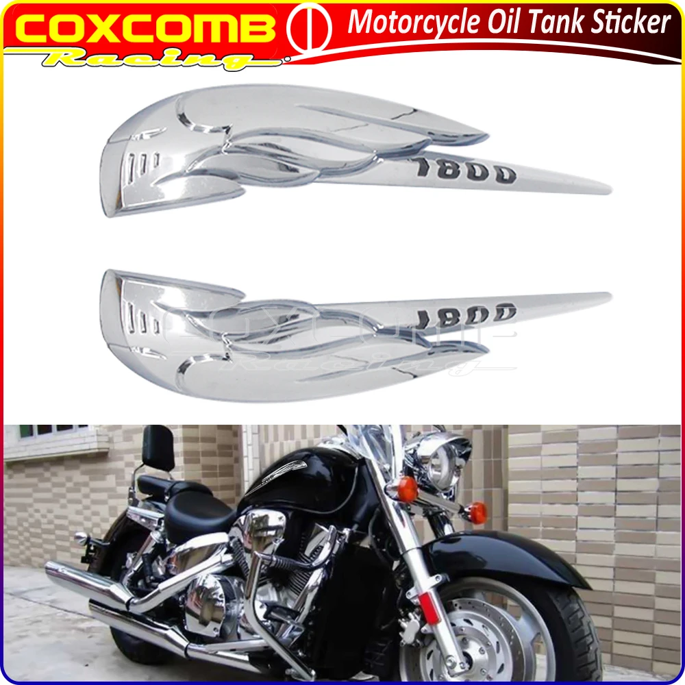 For Honda VTX 1800 1800S 1800R 1800C Universal Motorcycle Chrome Decoration Gas Tank Emblem 3D Fuel Sticker Badge Decal