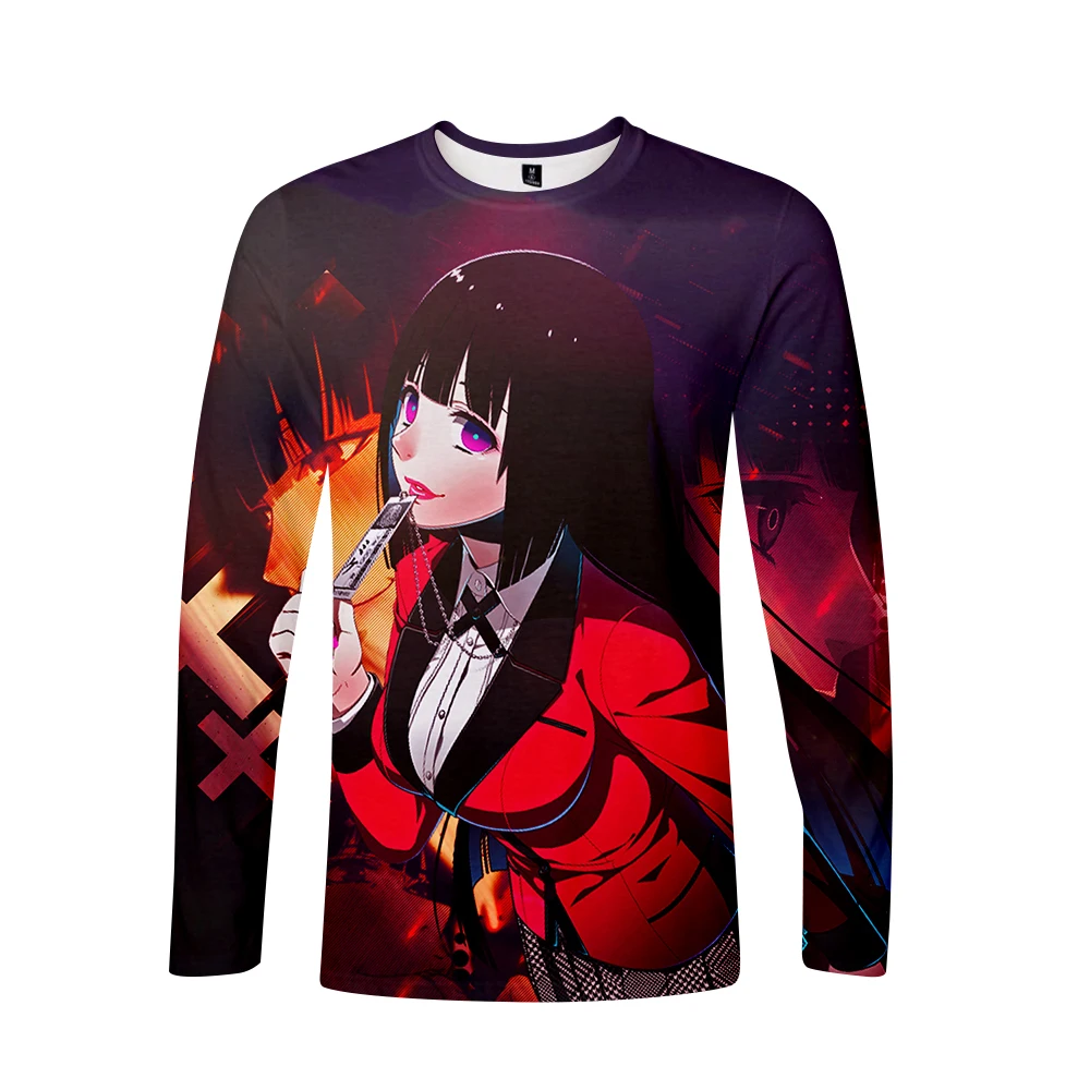 Kakegurui/футболка Летняя футболка с длинными рукавами и принтом Новая футболка модная повседневная футболка с длинными рукавами крутая летняя футболка