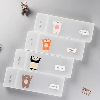 

1 Pcs Hot Sale Animals Transparent Plastic Pencil Box for Students Environmental Protection Pencil Case Stationery