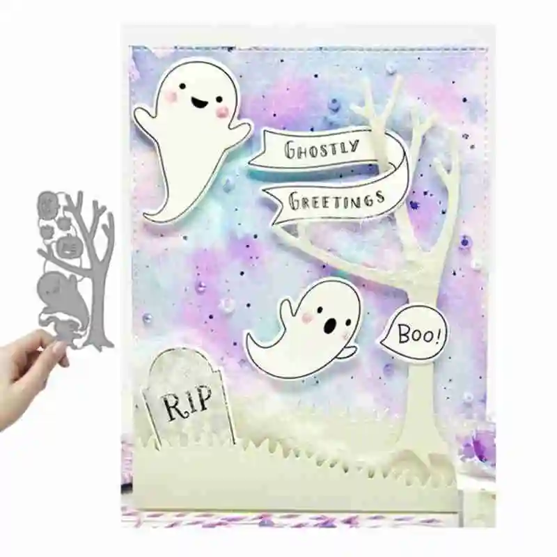 Halloween Metal Cutting Dies Ghost Craft Pumpkin Stencils for DIY Scrapbooking Photo Embossing Paper Cards Make Decor | Дом и сад