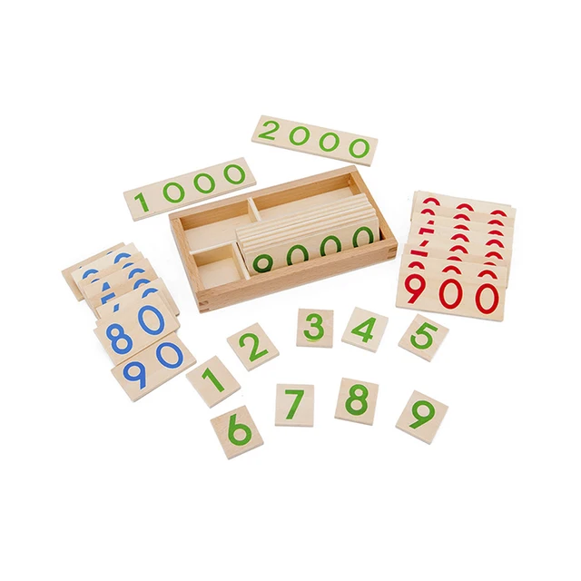 Children's wooden montessori numbers 1-9000 learning card math teaching aids preschool children early education educational toys 1