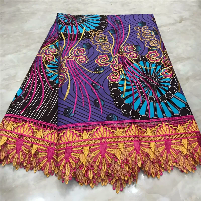 Высокое качество Новое поступление Анкара хлопковые восковые кружева восковая ткань африканская вышивка голландский воск с кружевной тканью WD1017113