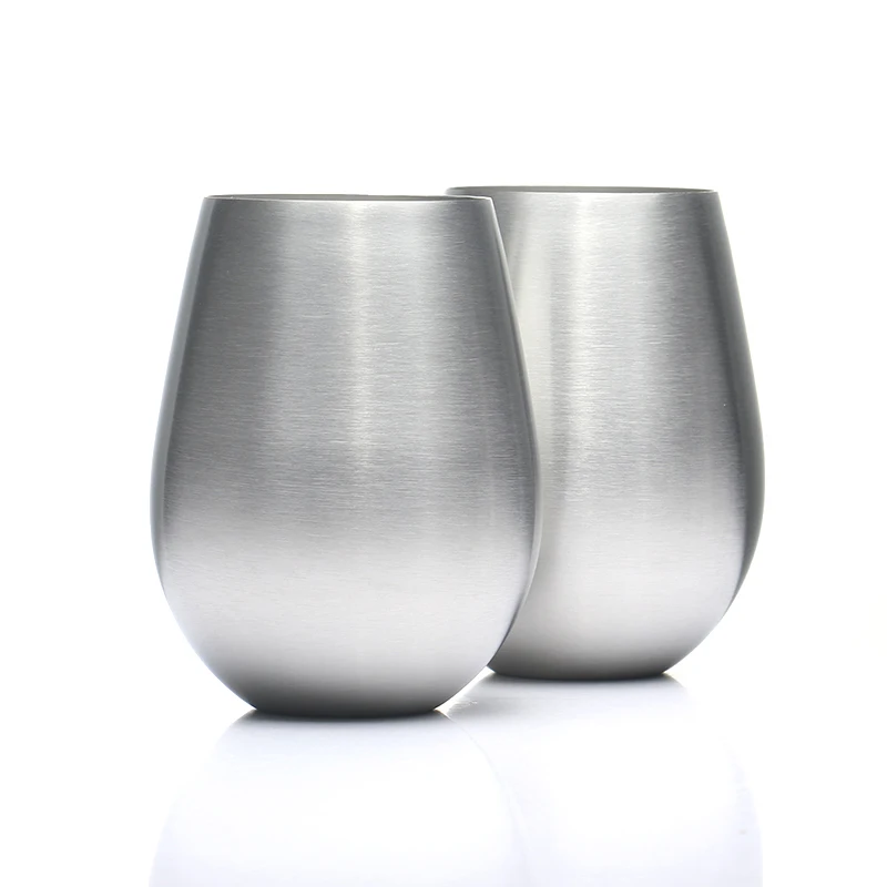 

Set of 2 18oz steemless stainless steel wine glass water glass tumbler cup for beverage drinks spirit
